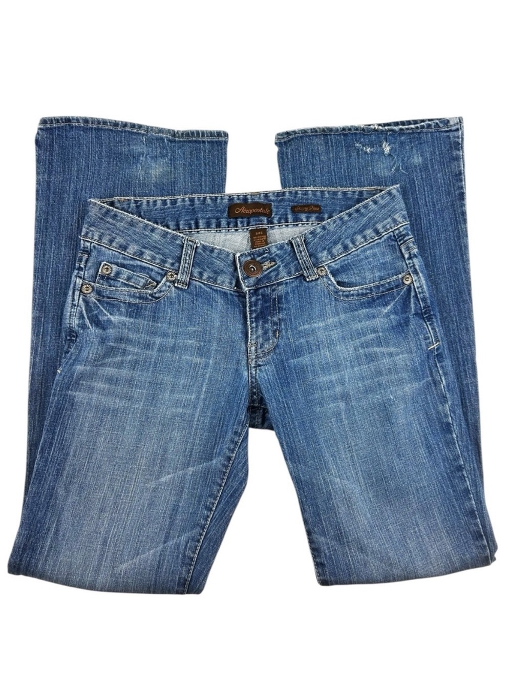 Aeropostale Y2K Flare Jeans Size 3/4 Short Low Rise